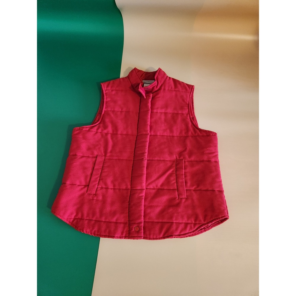 Coldwater Creek Puffer Vest Women M Red Quilted Zip Front Made in USA